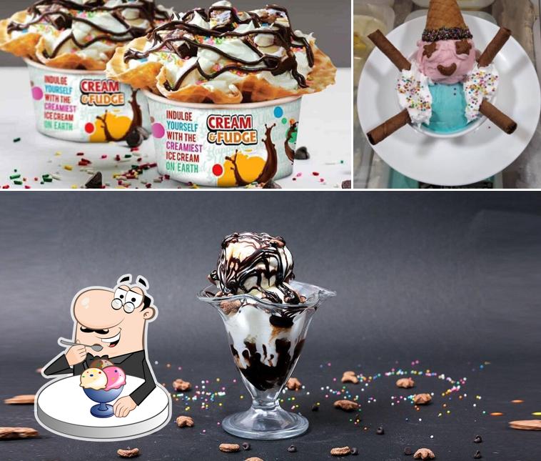 Cream & Fudge serves a variety of sweet dishes