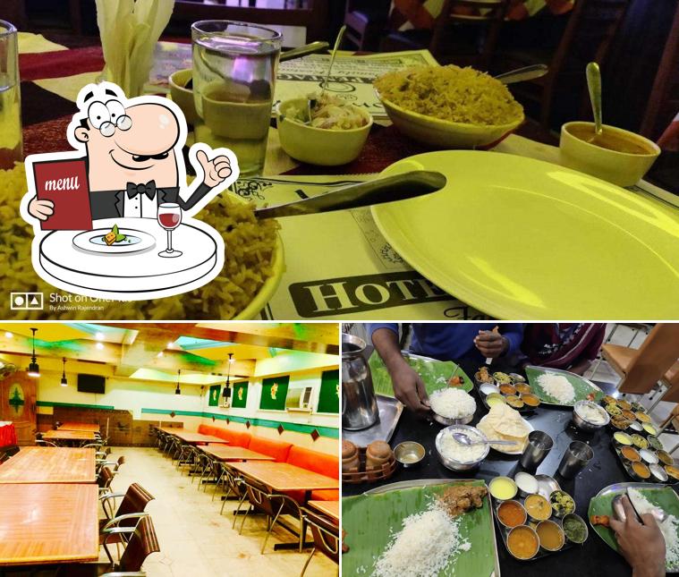 This is the image showing food and interior at Hotel Pentagon Restaurant & Party Hall