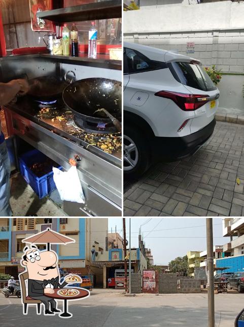 The picture of exterior and food at Crazy Chinese Fastfood Centre