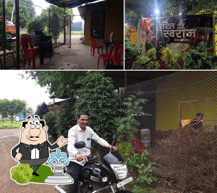 This is the image depicting exterior and interior at Hotel Swaraj