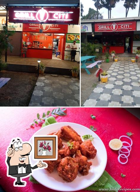 The restaurant's interior and food