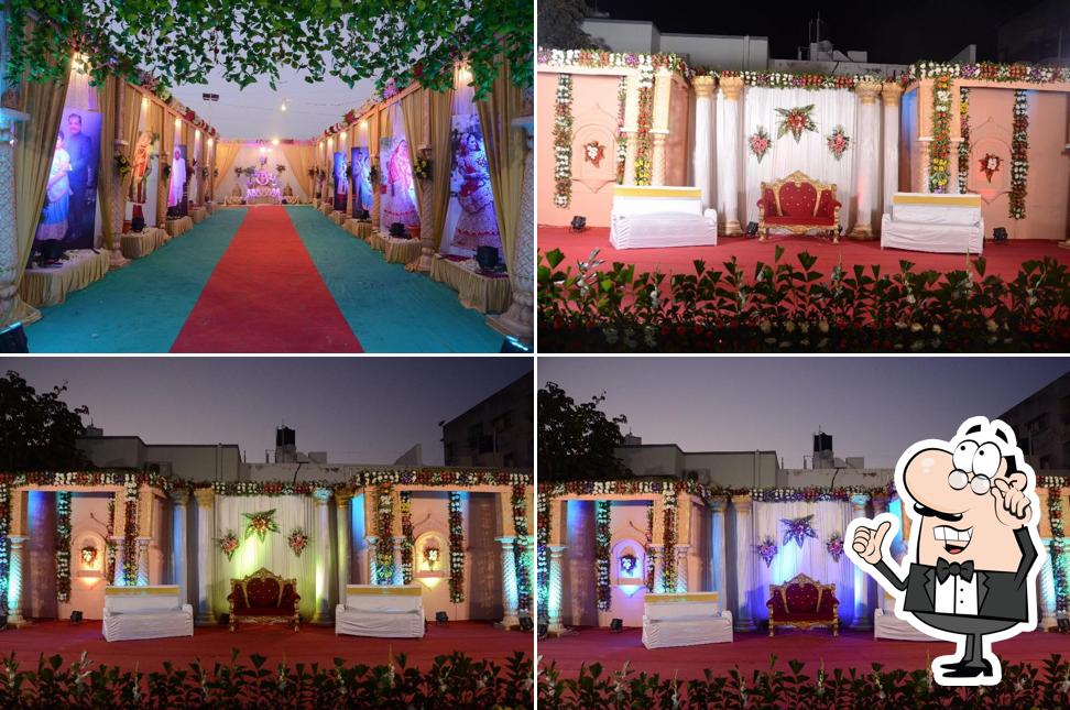 The interior of Jay Ambe Mandap Decoration