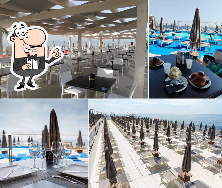 Gli interni di Esagono Beach Club