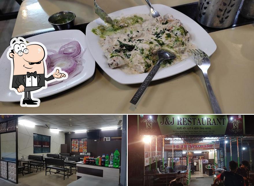 Among various things one can find interior and food at J&J Restaurant