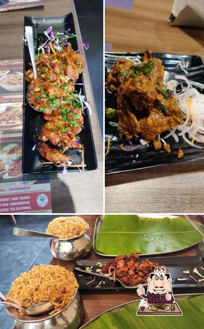 Meat dishes are available at Dindigul Thalappakatti Restaurant