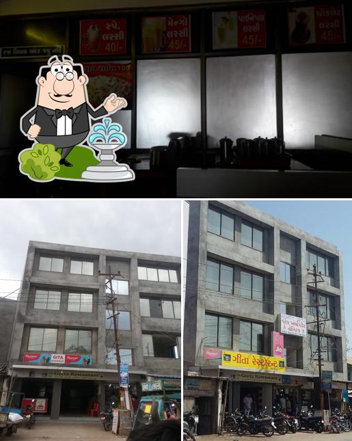 Among various things one can find exterior and interior at Geeta Restaurant