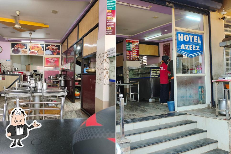 Take a seat at one of the tables at Hotel Azeez