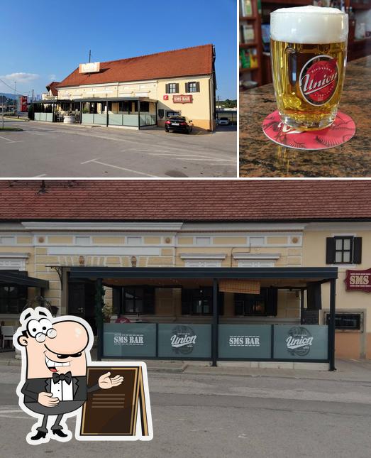 Tra le diverse cose da Sms bar, Tanja Hribernik s.p. si possono trovare la esterno e birra
