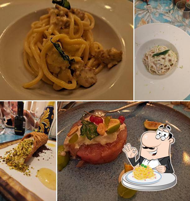 Spaghetti à la carbonara à Locanda Maniace