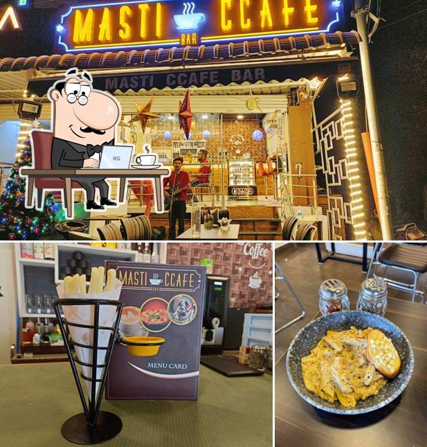 Take a seat at one of the tables at Masti ccafe Bar
