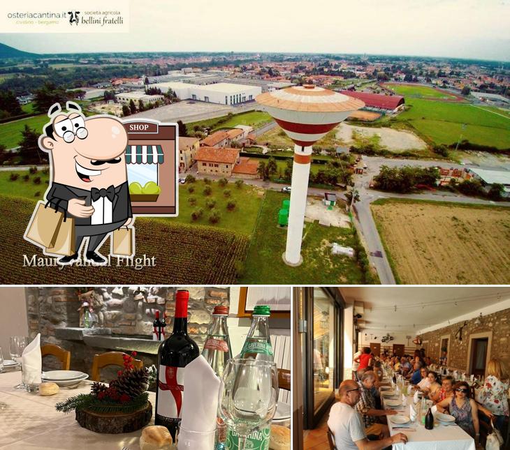 Osteria Cantina Bellini si caratterizza per la esterno e tavolo da pranzo
