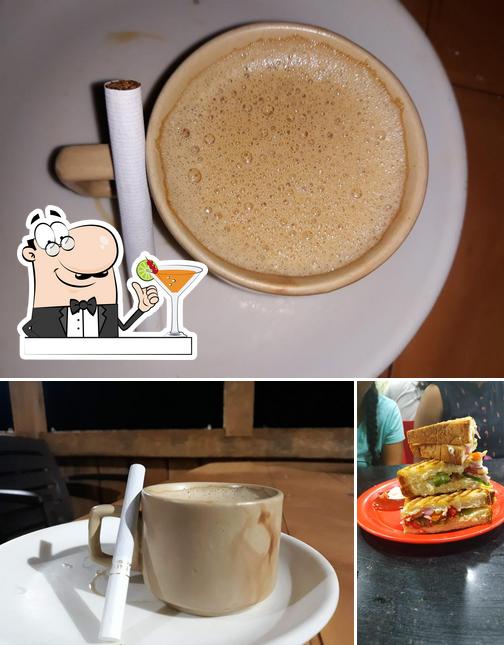 The restaurant's drink and sandwich