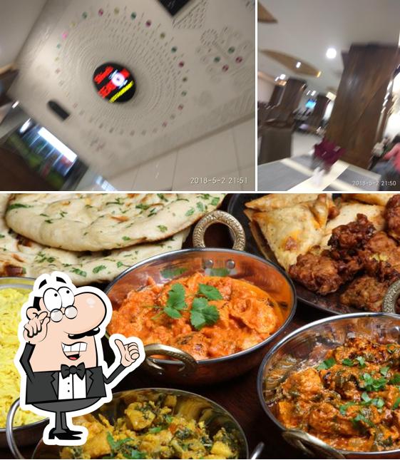 The restaurant's interior and food