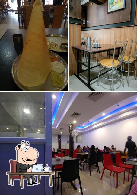 The interior of Saravana Bhavan Vegetarian Hotel