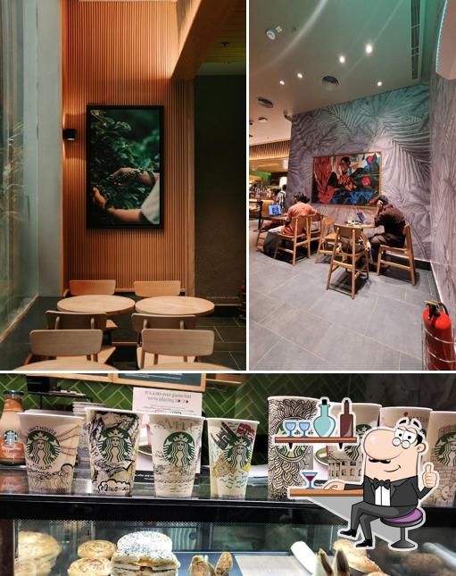 The interior of Starbucks Coffee