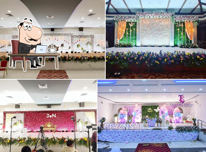 Take a seat at one of the tables at Thanvika Shree Events