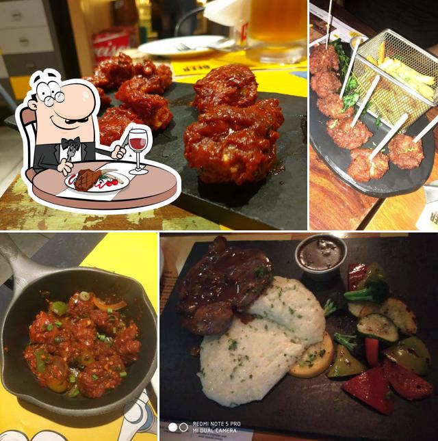 The Beer Café serves meat meals