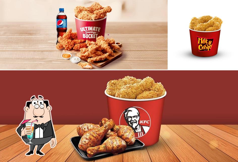 Take a look at the image depicting drink and food at KFC