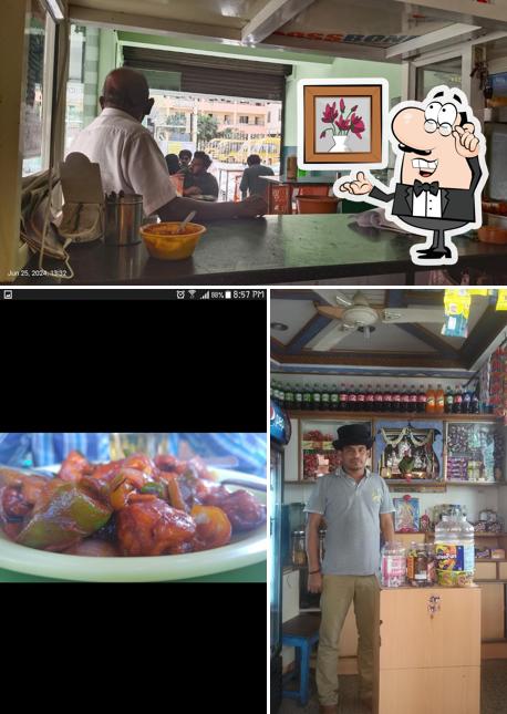 The restaurant's interior and food