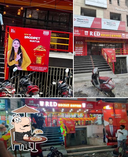 The exterior of Red Bucket Biryani Brodipet