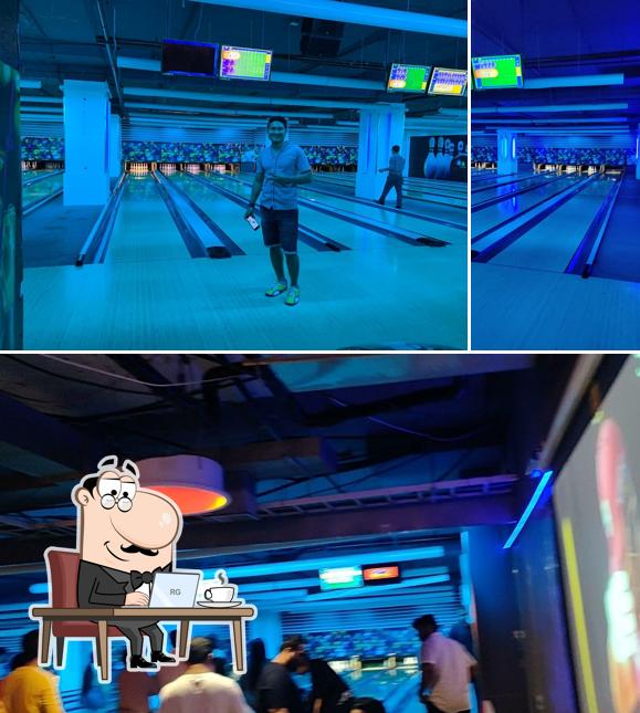 The interior of Amoeba Sports Bar