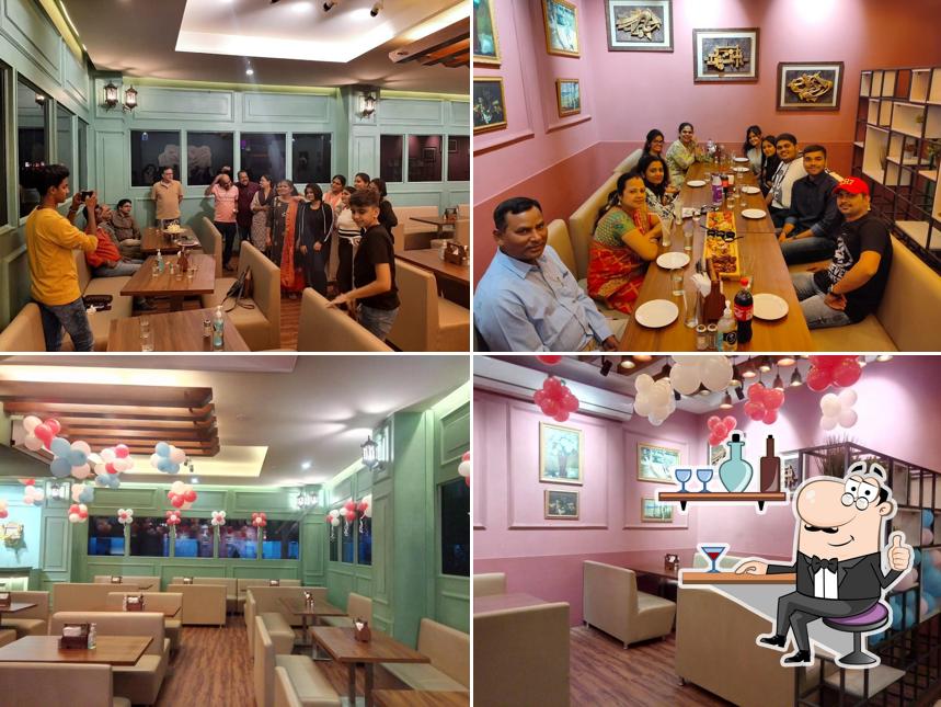 The interior of Aarna Dine inn