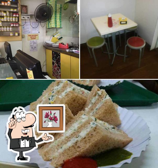 The restaurant's interior and food