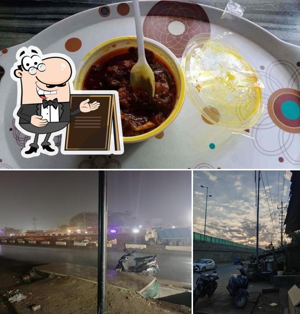 Take a look at the picture showing exterior and food at Suresh Dhaba