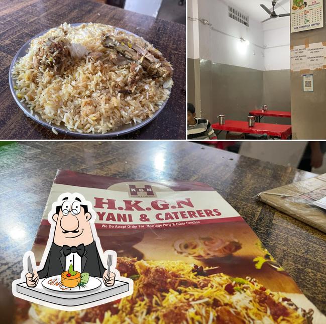 Among various things one can find food and interior at HKGN BIRYANI CENTER