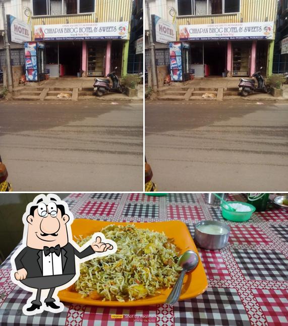 This is the picture displaying interior and food at Chhappan Bhog