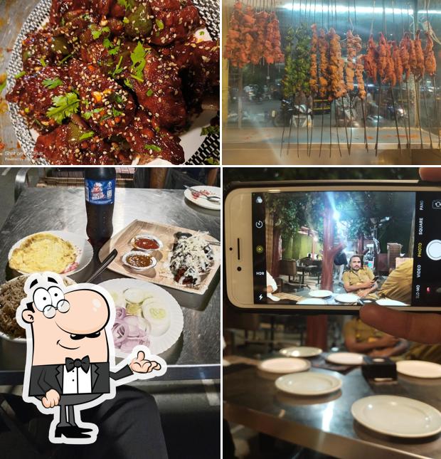 The restaurant's interior and food