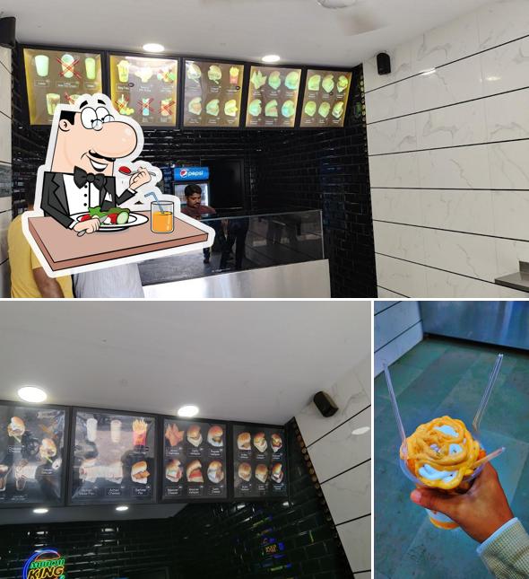 Among different things one can find food and interior at King Vadapav & Samosa Abrama