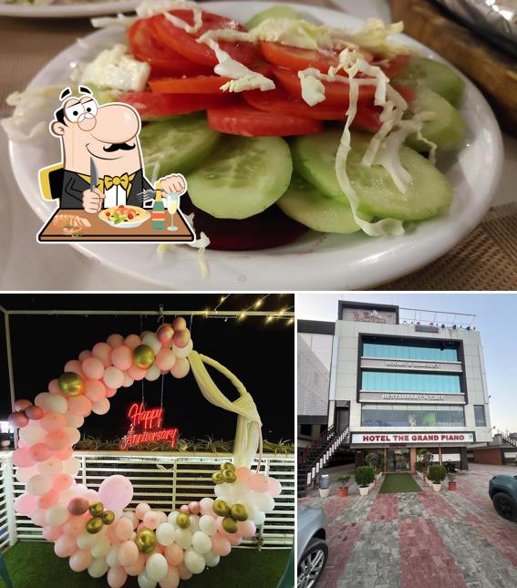 This is the image showing food and exterior at Rooftop Restaurant & Cafe Hotel The Grand Piano