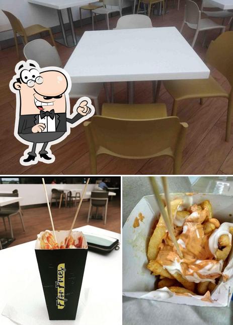 Among different things one can find interior and food at F For Fries