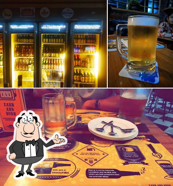 Take a seat at one of the tables at The Beer Café