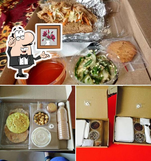 Take a look at the picture displaying interior and food at The Breakfast Box