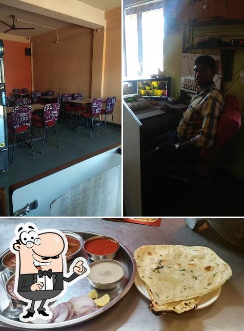 The restaurant's interior and food