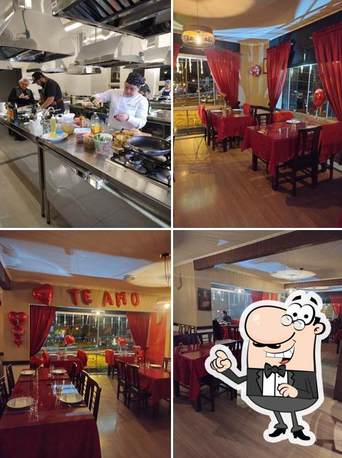 Sente em uma das mesas no Restaurante Belle Vitrine