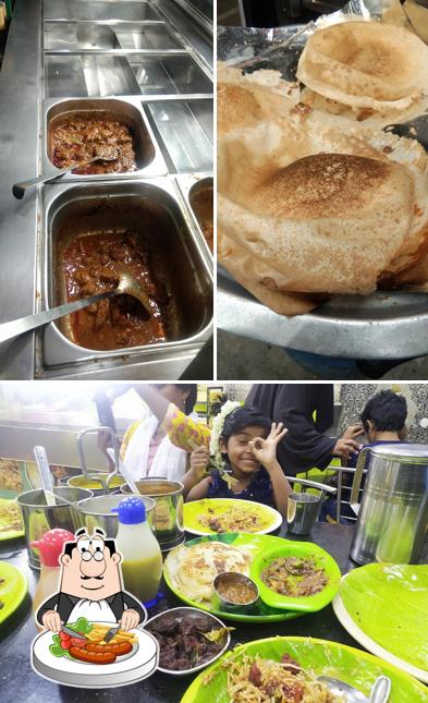 Take a look at the picture showing food and interior at Hotel Minar