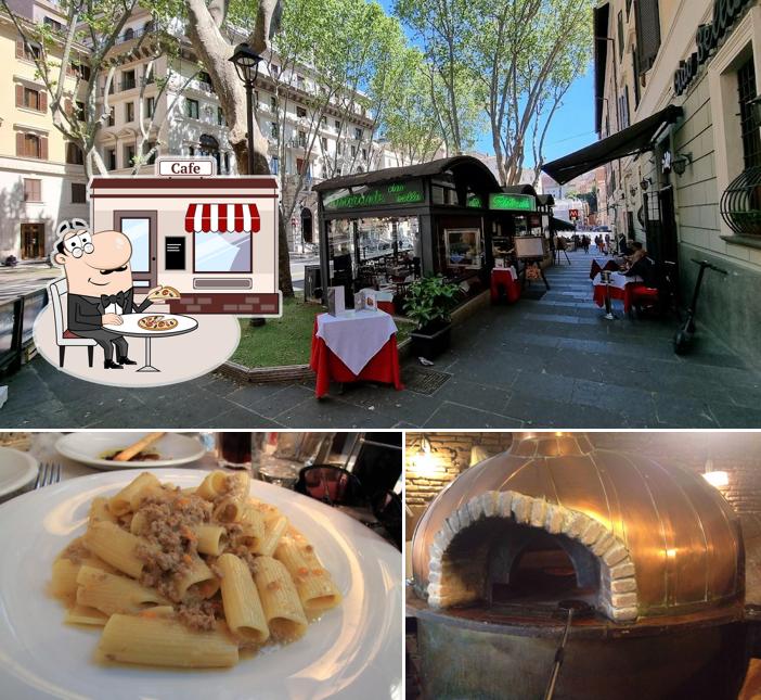 La esterno e cibo del ristorante