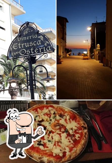Questa è la foto che presenta la esterno e pizza di Vineria Etrusca
