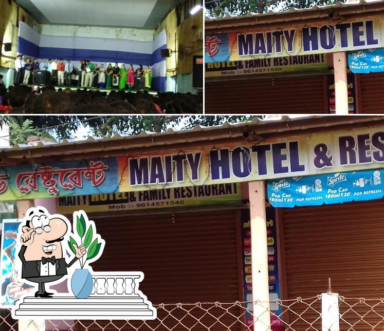 This is the image depicting exterior and interior at Maity Hotel and Restaurant