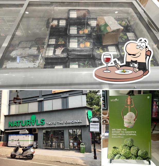 The picture of food and exterior at Naturals Ice Cream