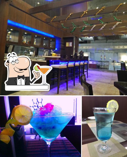 Among various things one can find drink and food at Hideout