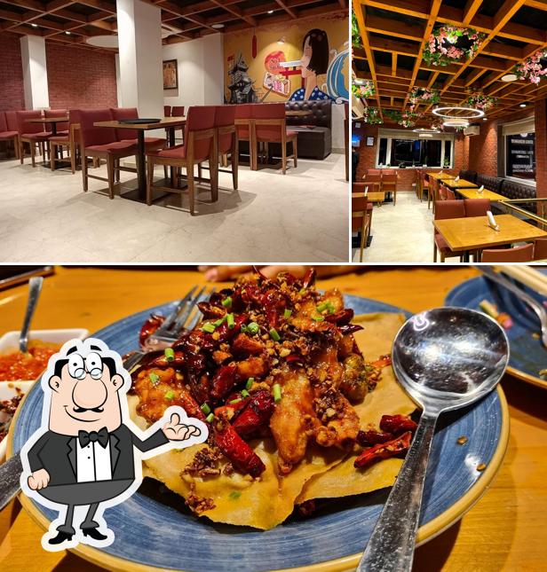 The picture of interior and food at Sumo Restaurant