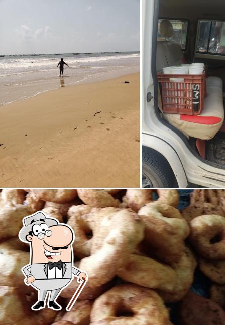 The restaurant's exterior and food