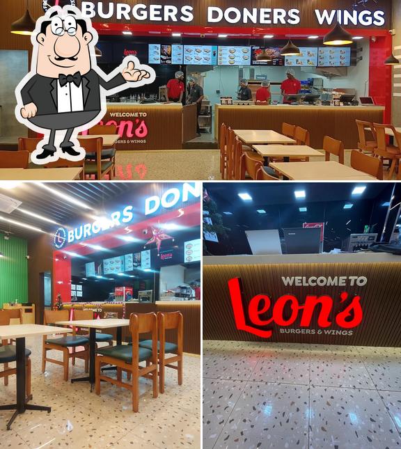 The interior of Leon's Burgers & Wings Manikonda