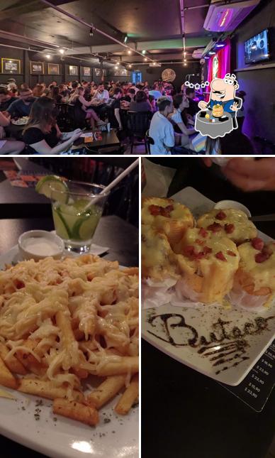 Entre diversos coisas, comida e balcão de bar podem ser encontrados no Buteco Comedy Bar