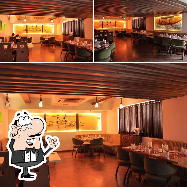 The interior of Blue Coriander Restaurant Rajkot-Shapar