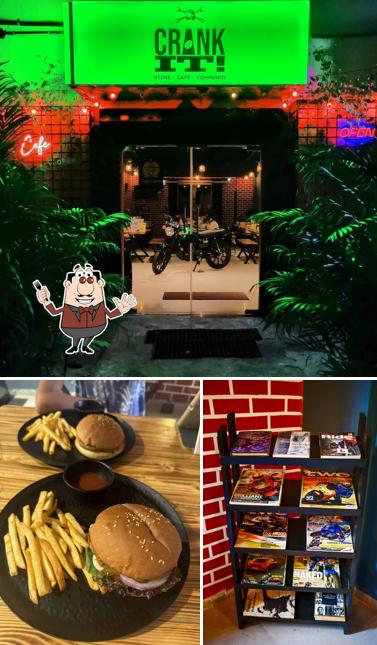 Check out the photo displaying food and exterior at Crank It!